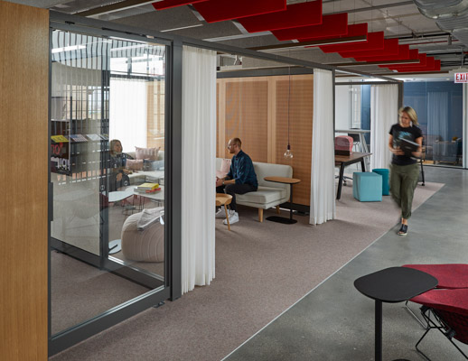 knoll design days fulton market rockwell unscripted creative wall modular lounge 