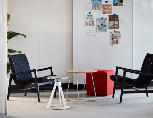 Rockwell Unscripted Creative wall sliding conversation board risom lounge chair piton stool occasional side tbale k. lounge