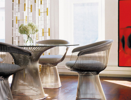 Platner Dining Table and Arm Chairs