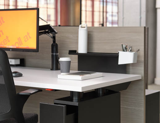 antenna workspaces hybrid storage suspended workstation desktop shelf cup