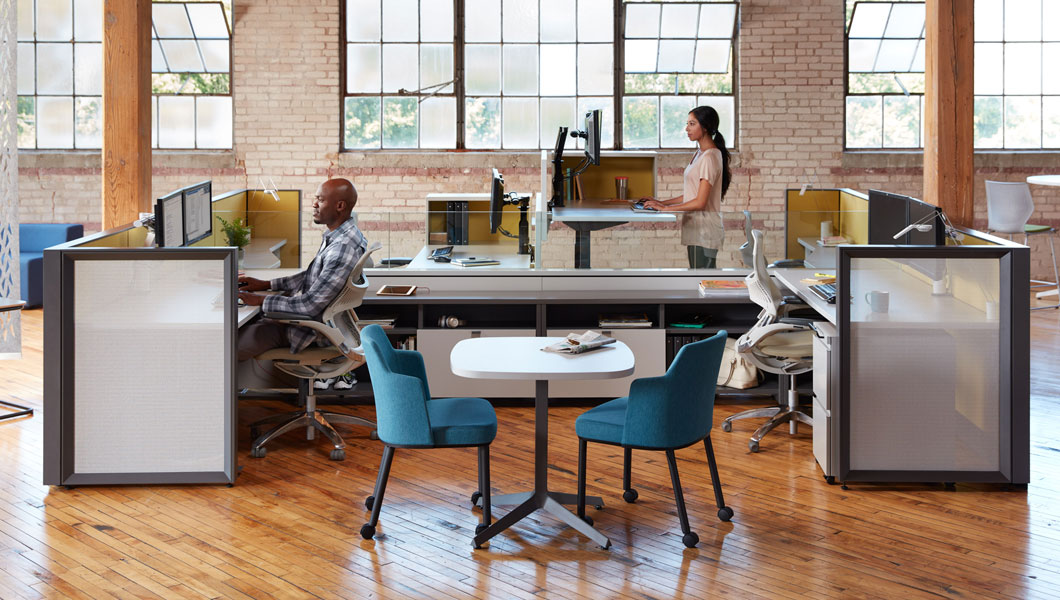Knoll Open Plan Workstation Furniture with Dividends Skyline and Tone